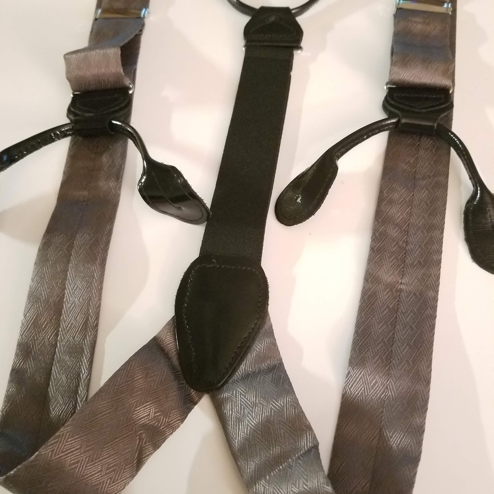 GRAY SILK MEN'S SUSPENDERS